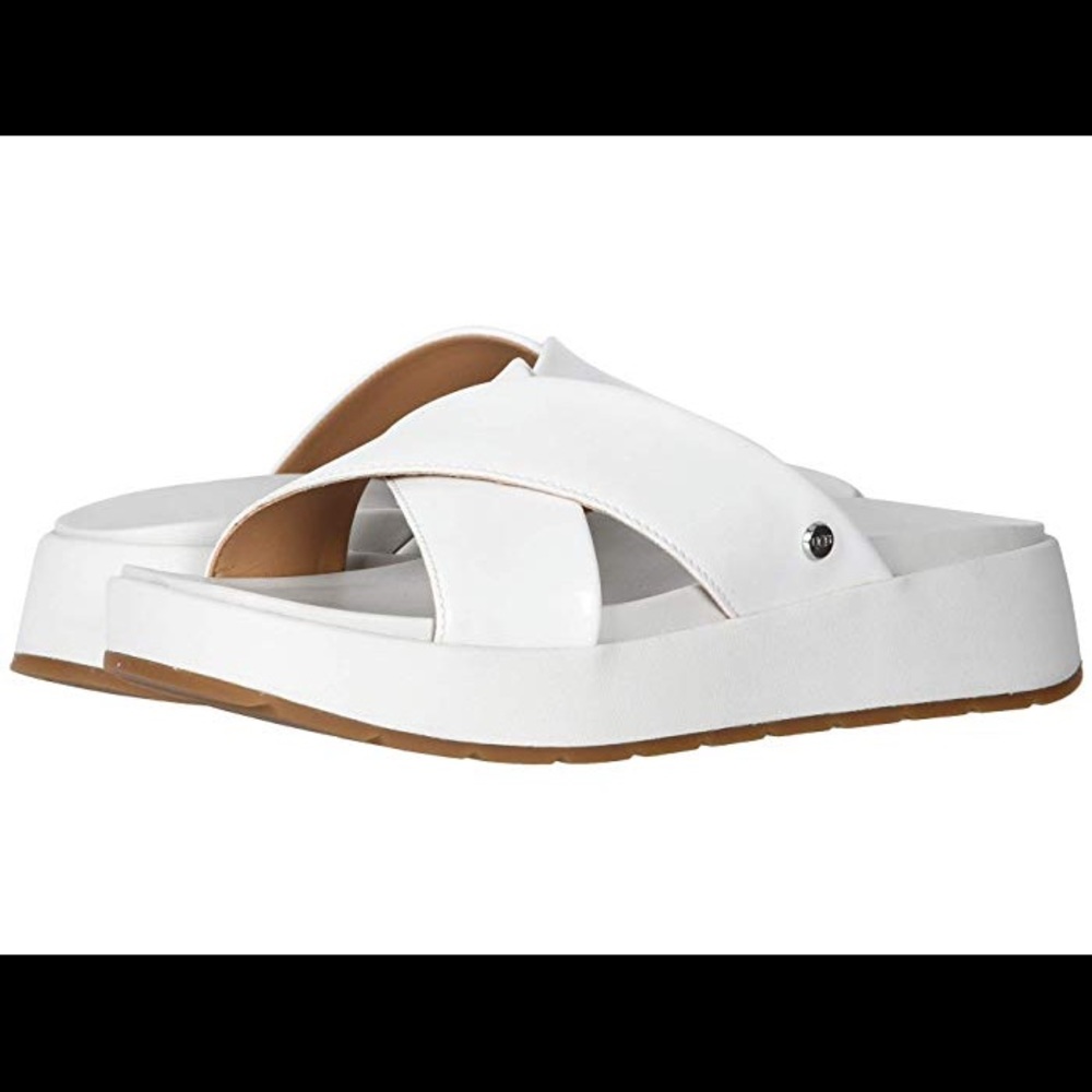 UGG Emily white platform slides NEW IN BOX